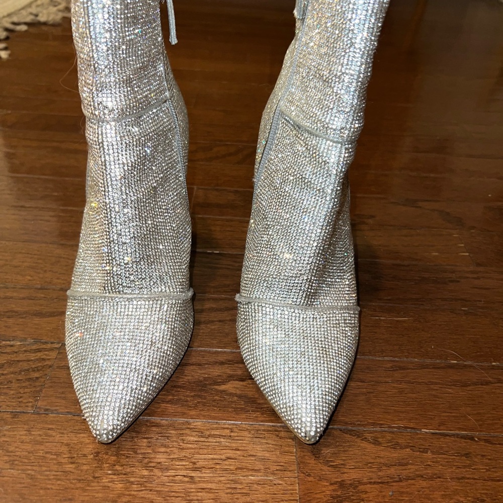 Steve Madden Glittering Silver Heeled Boots